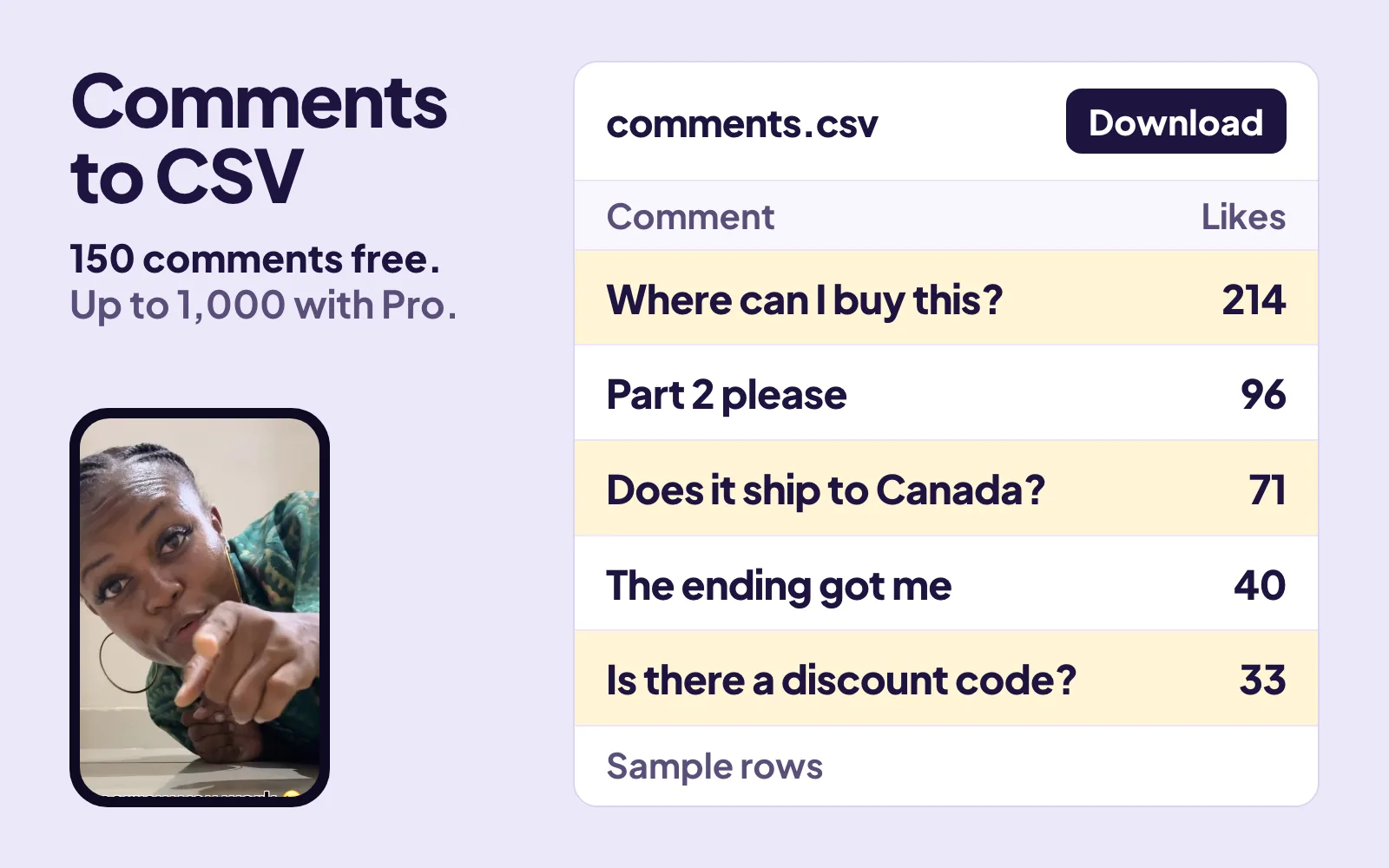 TikTok Comment Exporter preview